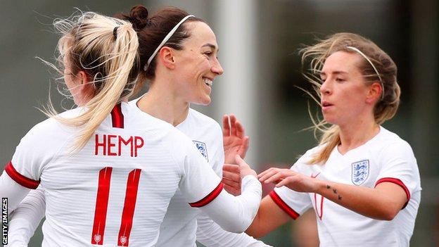 Lauren Hemp, Lucy Bronze and Jordan Nobbs