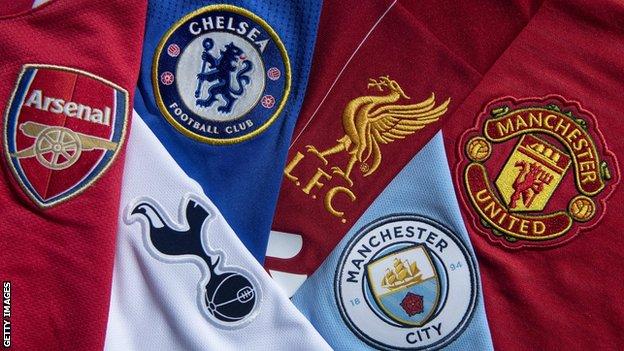 Arsenal, Chelsea, Liverpool, Manchester City, Manchester United and Tottenham club badges