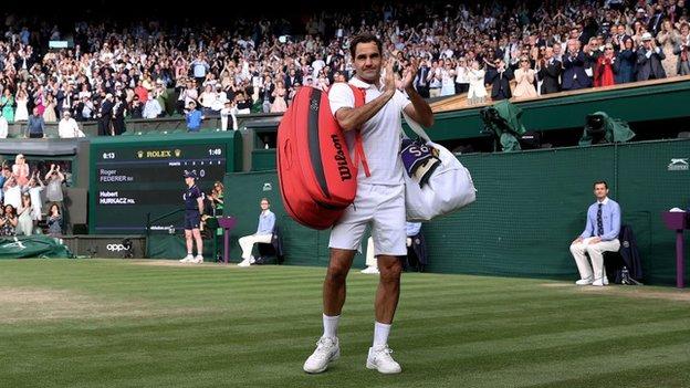 Roger Federer at Wimbledon in July 2021
