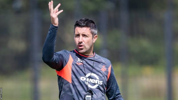 Swansea's caretaker head coach Alan Sheehan on the training ground
