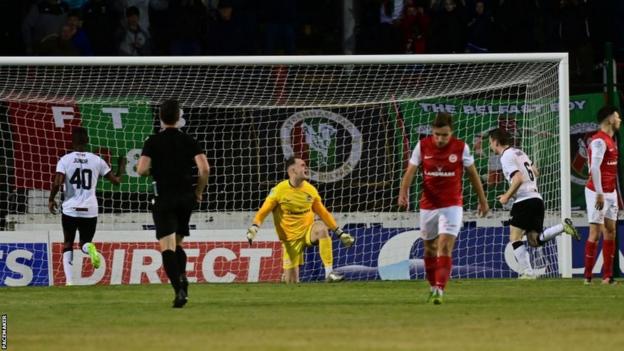 Bobby Burns was on target for Glentoran