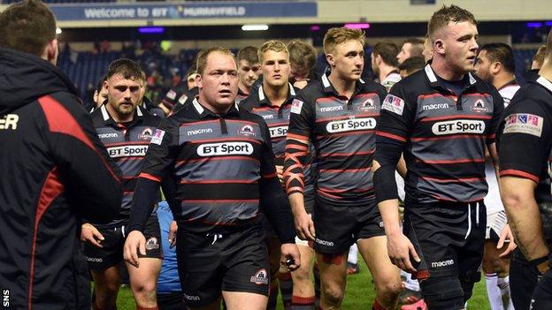 Edinburgh players after their defeat by Ulster