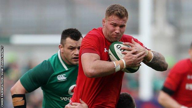 Ross Moriarty in Wales colours