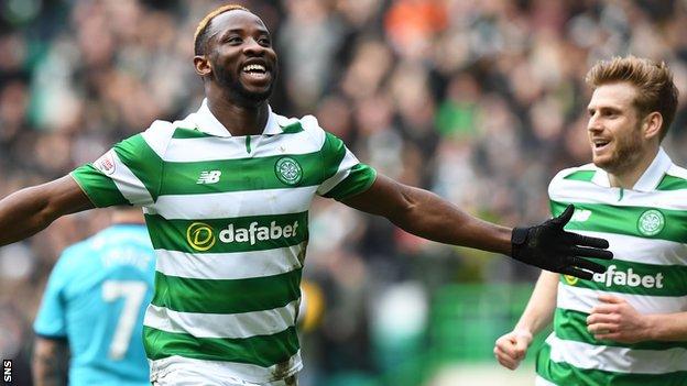 Celtic's Moussa Dembele and Stuart Armstrong celebrate