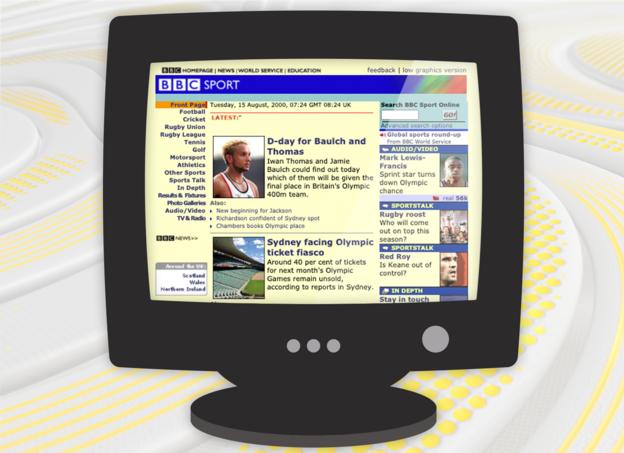how the BBC Sport website looked in 2000