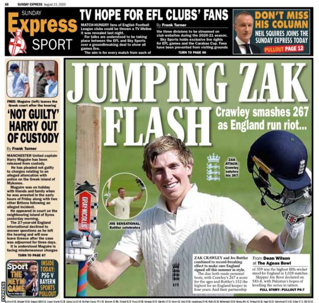 Sunday's Express back page