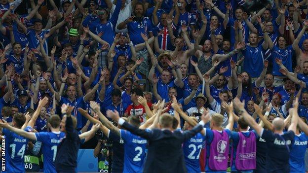 The Icelandic team's 'Viking clap' with fans after matches became one of the enduring images of Euro 2016