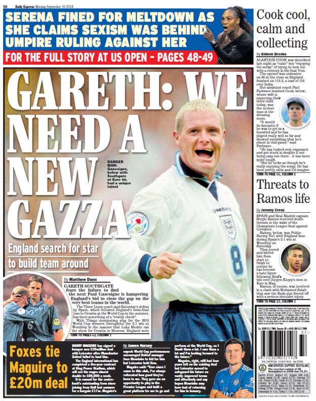 Daily Express back page on Monday