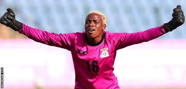 Hazel Nali celebrates Zambia qualifying for the 2022 Women's Africa Cup of Nations