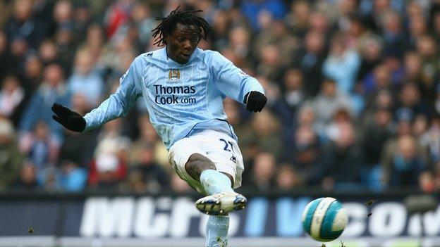 Benjani in action for Manchester City