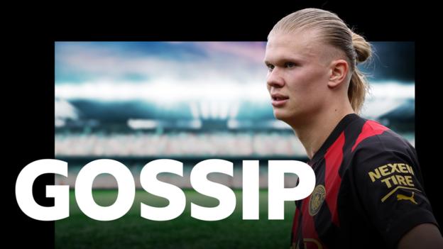 Erling Haaland and the Gossip logo