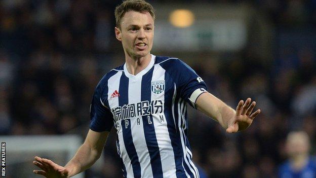 Jonny Evans in action for West Bromwich Albion