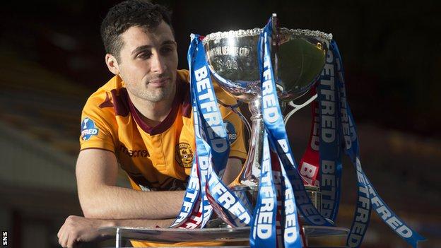 Motherwell captain Carl McHugh with the Scottish League Cup