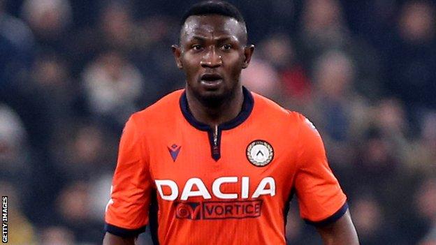 Ghana's Nicholas Opoku in action for Udinese