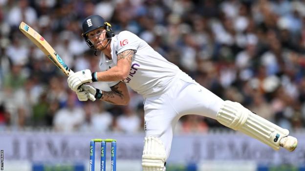 Ben Stoks hits shot during innings in second Test against Australia