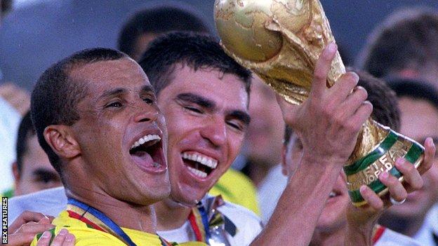 Rivaldo lifts the World Cup in 2002