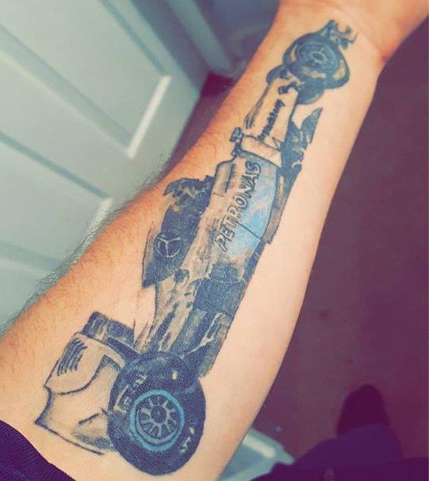 HAMILTON Lewis gbr Mercedes AMG F1 Team W13 tattoo during the Formula 1  Heineken Australian Grand Prix 2022 3rd round of the 2022 FIA Formula One  World Championship on the Albert Park