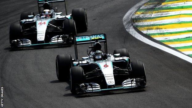 Mercedes' Nico Rosberg and Lewis Hamilton