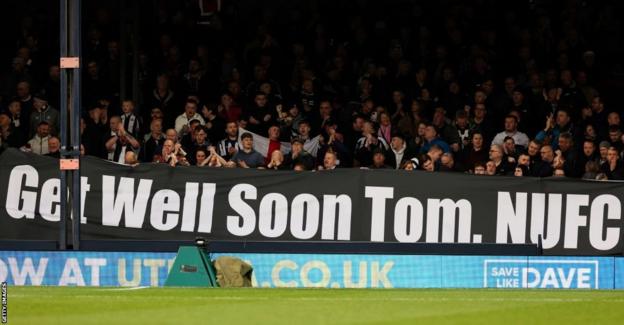 Newcastle's visiting fans also showed their support for the Luton captain