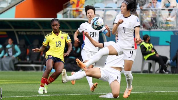 Linda Caicedo scores against South Korea
