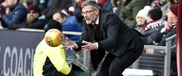 Hearts boss Craig Levein in the dugout