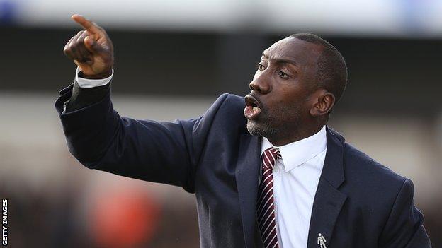 Jimmy Floyd Hasselbaink gestures towards his players