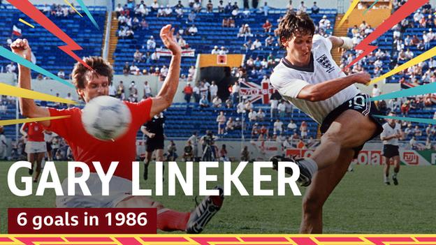 Gary Lineker in action for England at the 1986 World Cup in Mexico