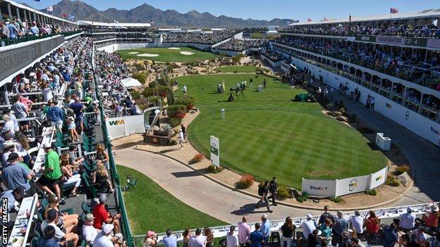 The 16th hole at TPC Scottsdale