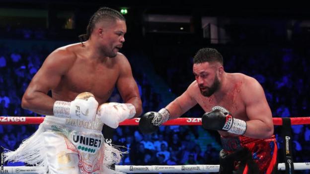 Heavyweights Joe Joyce and Joseph Parker in the ring during their September bout