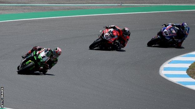 Jonathan Rea picked up his first career victory at Estoril