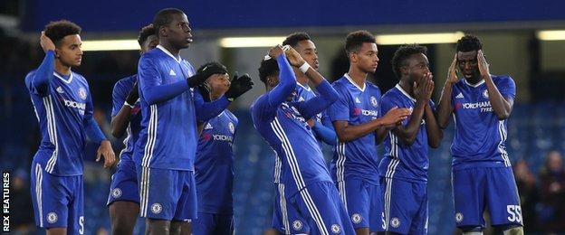 Chelsea Under-21s players watch penalty shootout against Oxford