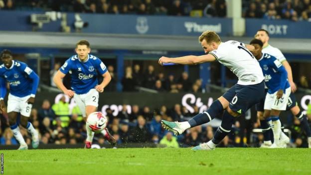 Harry Kane taking a penalty for Tottenham