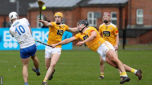 Antrim in action against Waterford at Corrigan Park in late February when the eventual league champions only won by 3-21 to 2-22