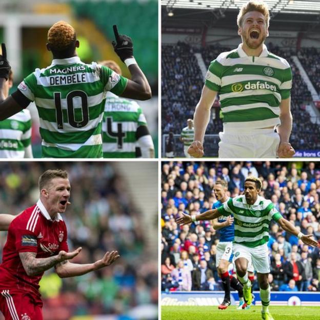 Clockwise from top left: Moussa Dembele, Stuart Armstrong, Scott Sinclair and Jonny Hayes