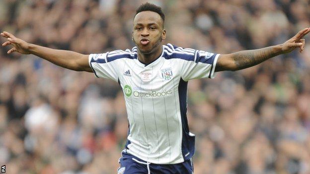 Saido Berahino celebrates a goal