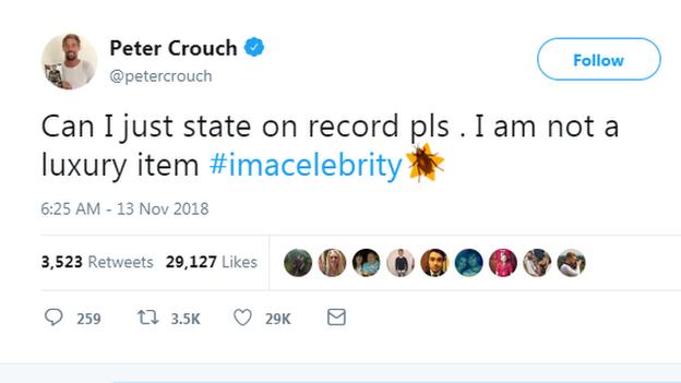 Peter Crouch tweet: "Can I just state on record please, I am not a luxury item."