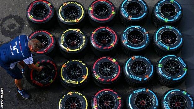 Formula 1 tyres being matched up