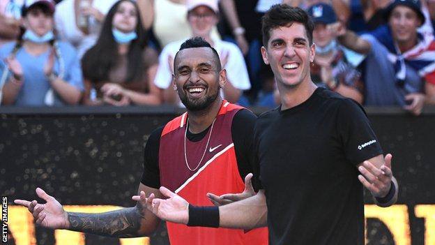 Nick Kyrgios (left) and Thanasi Kokkinakis (right)