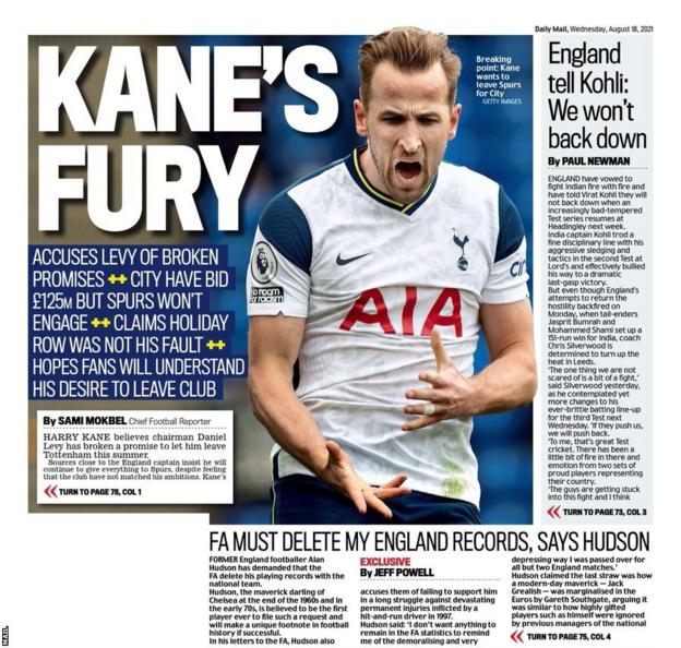 The back page of Wednesday's Mail