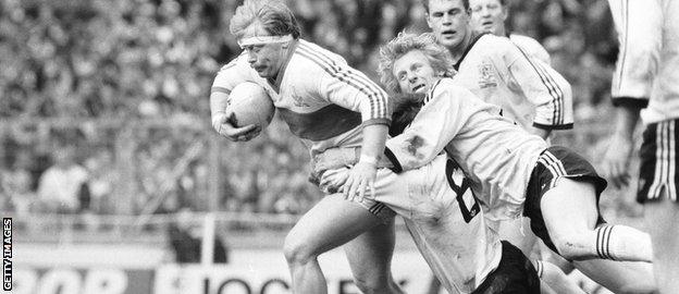 Phil Hogan romps through the Widnes defence in 1981