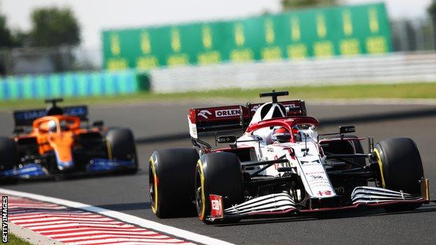 Kimi Raikkonen driving at the F1 Grand Prix of Hungary