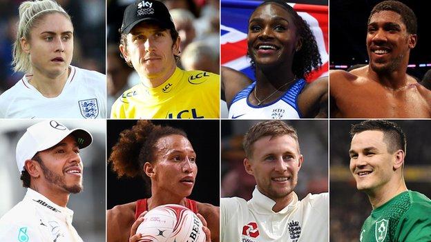 Steph Houghton, Geraint Thomas, Dina Asher-Smith, Anthony Joshua, Lewis Hamilton, Serena Guthrie, Joe Root, Johnny Sexton