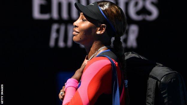 Serena Williams acknowledges the crowd