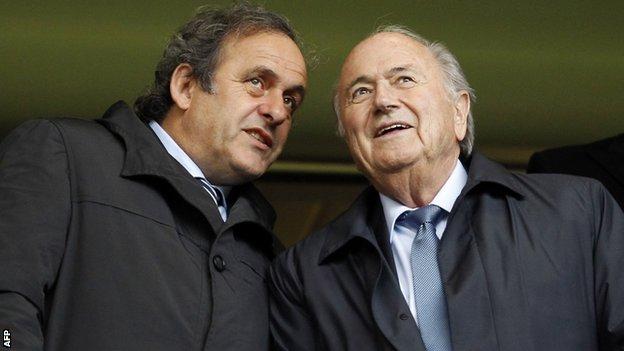 Uefa president Michel Platini (left) with Fifa president Sepp Blatter