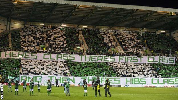 Hibs fans unveiled a banner before kick-off