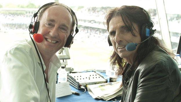 Jonathan Agnew and Alice Cooper