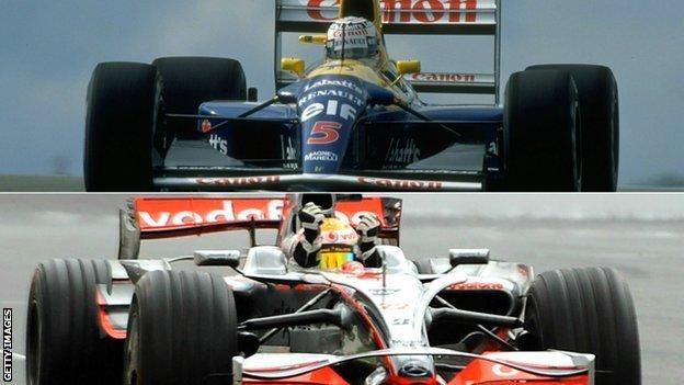 Lewis Hamilton and Nigel Mansell