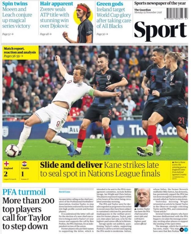 Guardian sport page