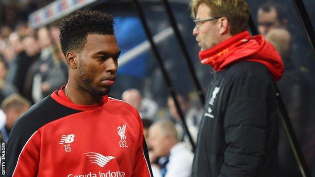 Liverpool striker Daniel Sturridge and manager Jurgen Klopp