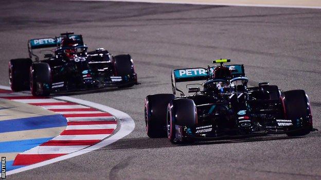 George Russell and Valterri Bottas in Mercedes